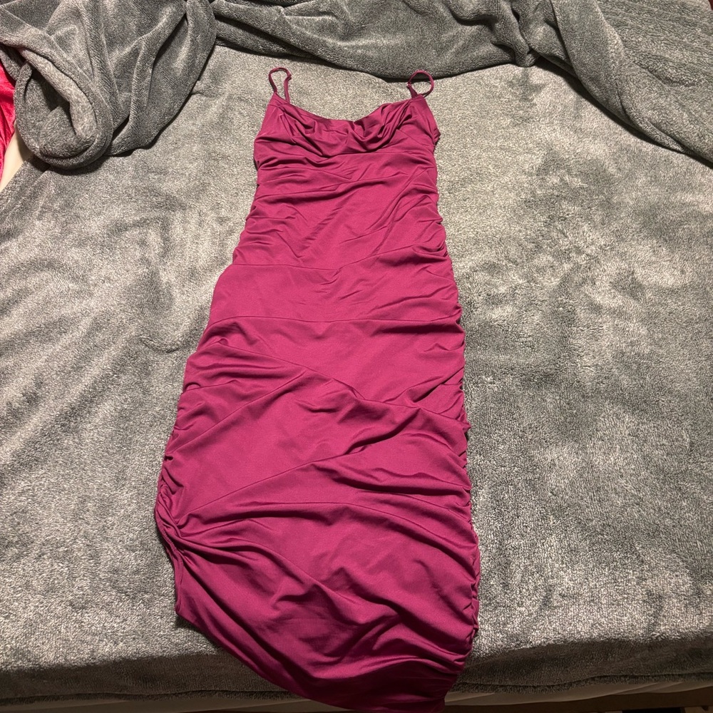 Oh Polly Asymmetrical midi dress in purple